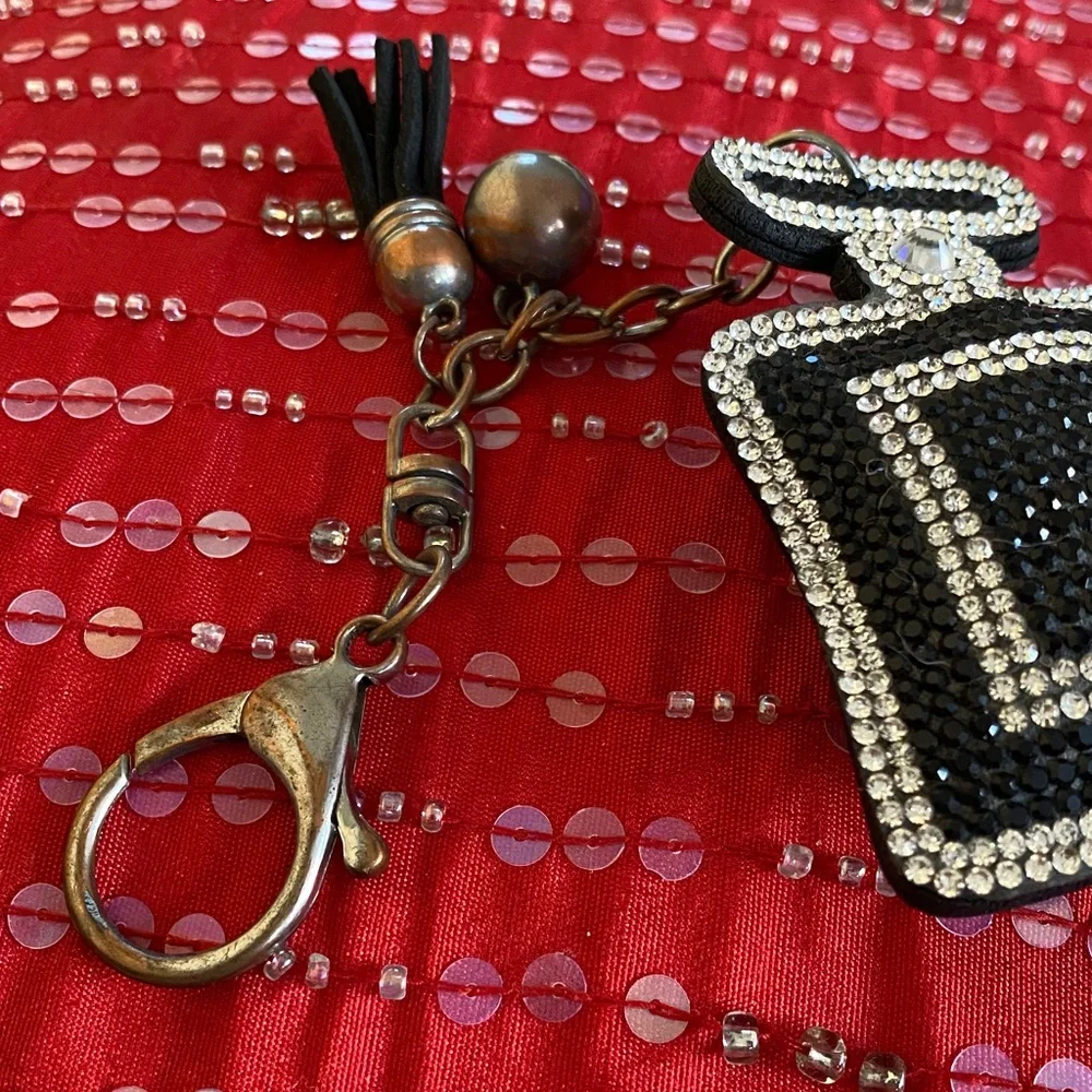 Vintage Sparkling Crystal Black White Key Chain_16